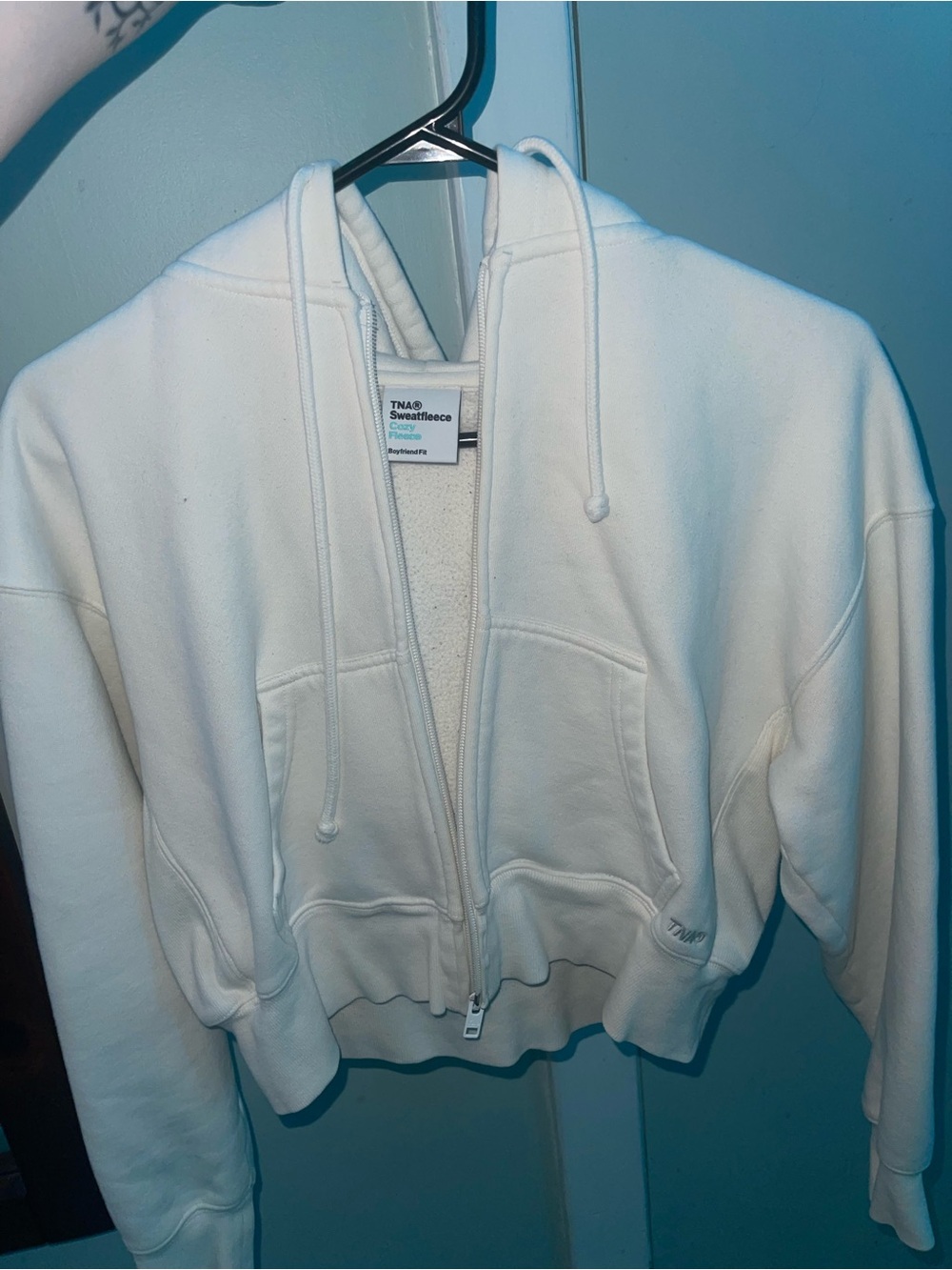 TNA White Full-Zip Cropped Sweater🤍